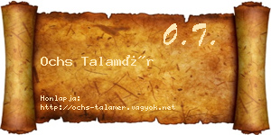 Ochs Talamér névjegykártya